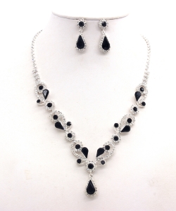 Rhinestone Necklace with Earrings NB300618 SVJT